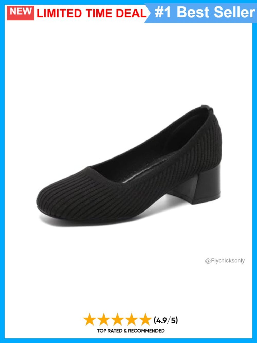 Knit Square Toe Low Heel Pumps Slip-On Dress Shoes